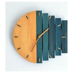 Katre Doğal Ahşap Geometrik Duvar Saati 50x50